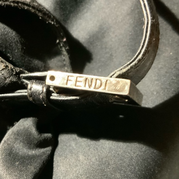 Fendi microfiber black bag with silver tone hardware. Adjustable leather strap. - Picture 10 of 13